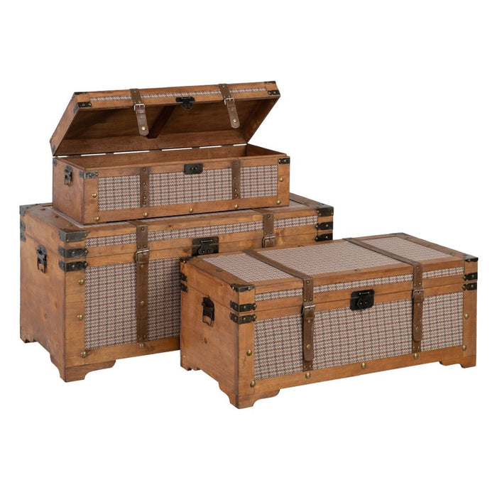 Set of Chests 90 x 47 x 45 cm Synthetic Fabric Wood Frames (3 Pieces)