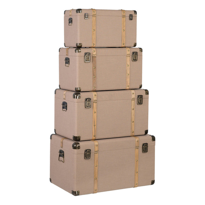 Set of Chests Taupe Linen Metal MDF Wood 77 x 47 x 42 cm (4 Units)