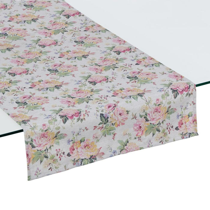 Table Runner Flowers Cotton 50 x 150 cm