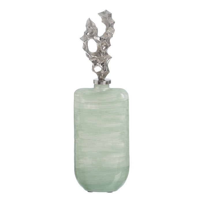 Bottle Green Silver Aluminium Crystal 16 x 9 x 54 cm Decorative