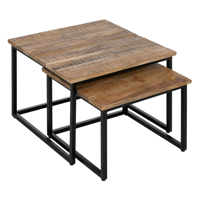 Set of 2 tables Black Natural 60 x 60 x 42 cm (2 Units)