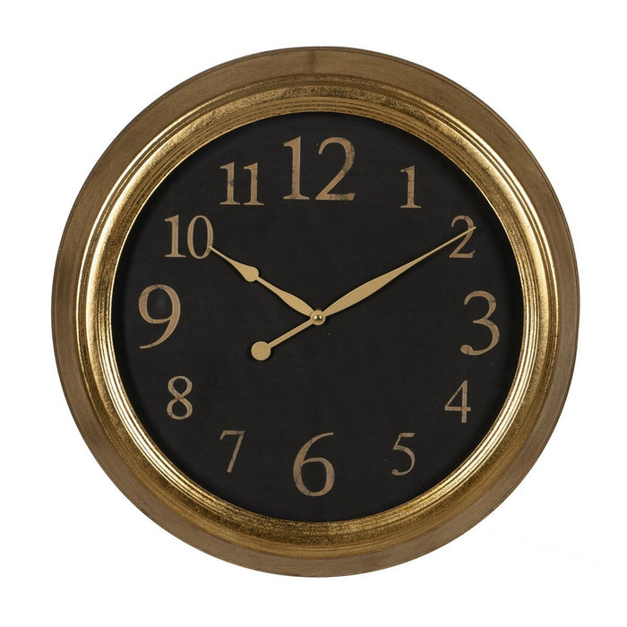 Wall Clock Black Golden PVC Crystal Iron MDF Wood 47 x 5,5 x 47 cm