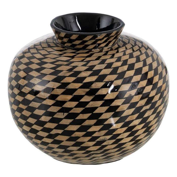 Vase Black Beige Bamboo 26 x 26 x 22 cm