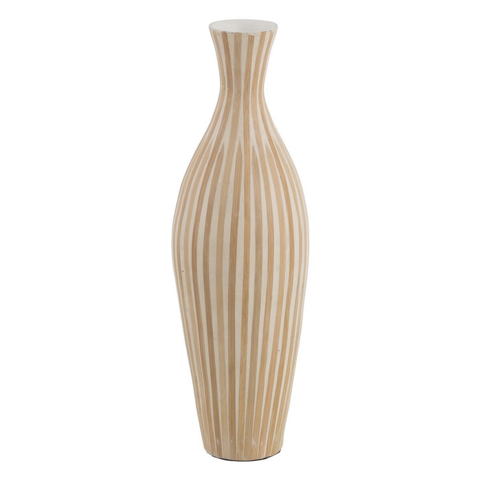 Vase White Beige Bamboo 20 x 20 x 64 cm