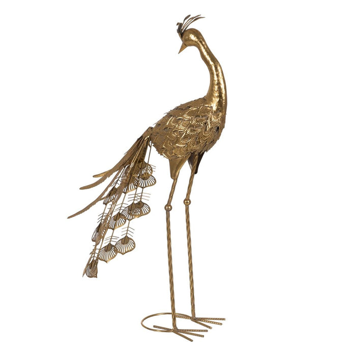 Decorative Figure Golden Peacock 50 x 30 x 85 cm