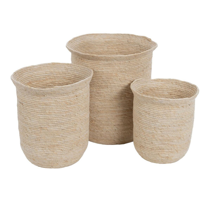 Multi-purpose basket Natural Rushes 40 x 40 x 45 cm (3 Pieces)