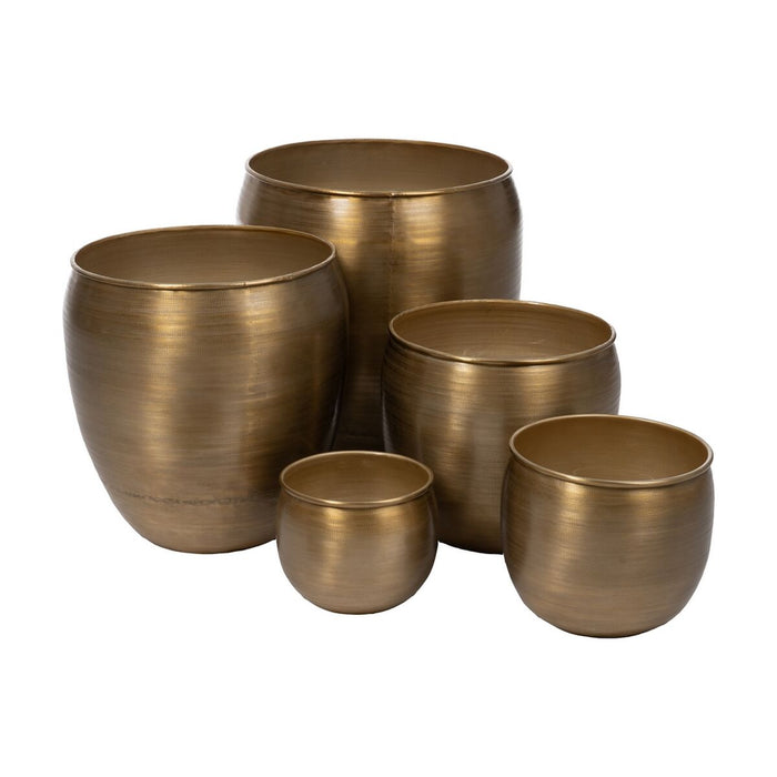 Set of Planters Golden Aluminium 48,9 x 48,9 x 48,9 cm (5 Units)