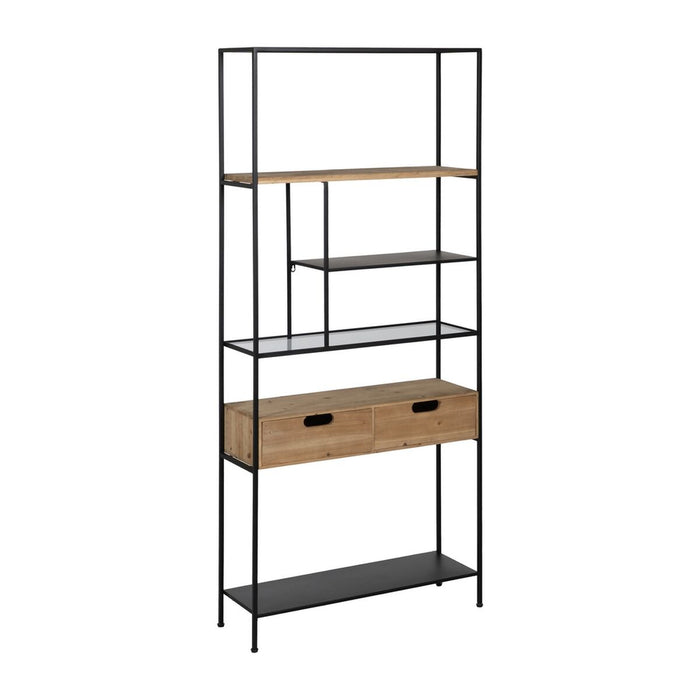 Shelves Black Beige Wood Crystal Iron 80 x 26 x 180 cm