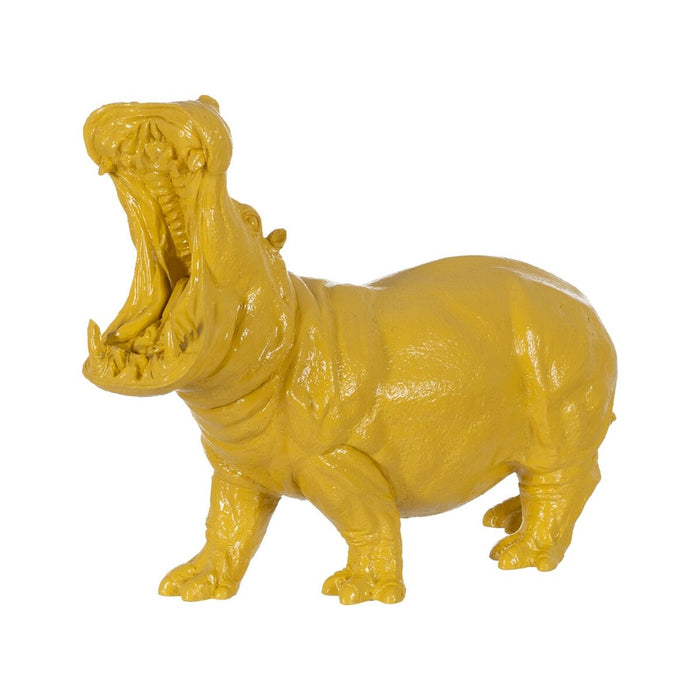 Decorative Figure Yellow Hippopotamus 66 x 25,5 x 51 cm