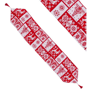 Table Runner Christmas White Red Polyester 180 x 33 cm