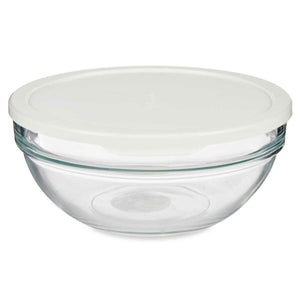 Round Lunch Box with Lid Chefs White 1,135 L 17,2 x 7,6 x 17,2 cm (4 Units)