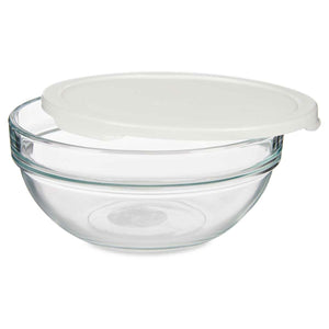 Round Lunch Box with Lid Chefs White 1,135 L 17,2 x 7,6 x 17,2 cm (4 Units)