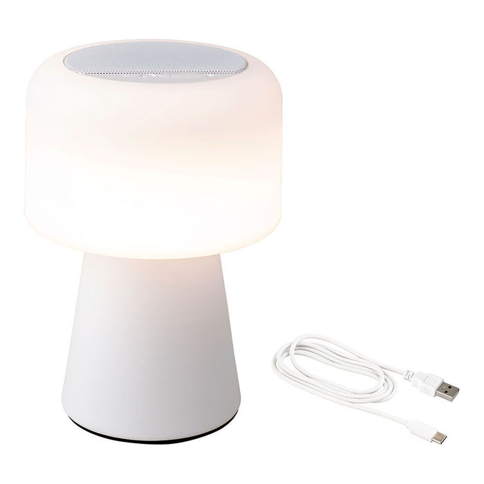 LED Lamp with Bluetooth Speaker and Wireless Charger Lumineo 894417 White 22,5 cm Rechargeable