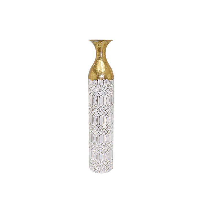 Floor vase Alexandra House Living White Golden Metal 15 x 78 x 15 cm