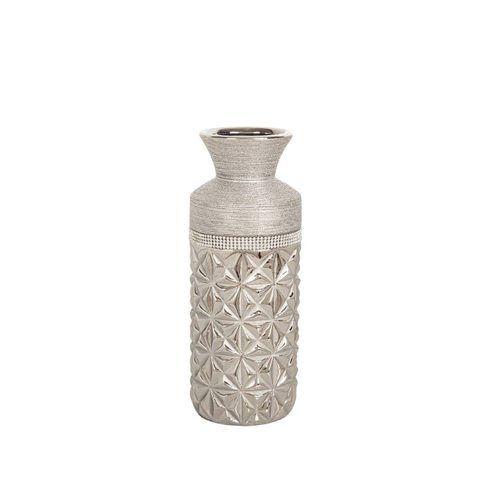 Vase Romimex Silver Ceramic 11 x 30 x 11 cm