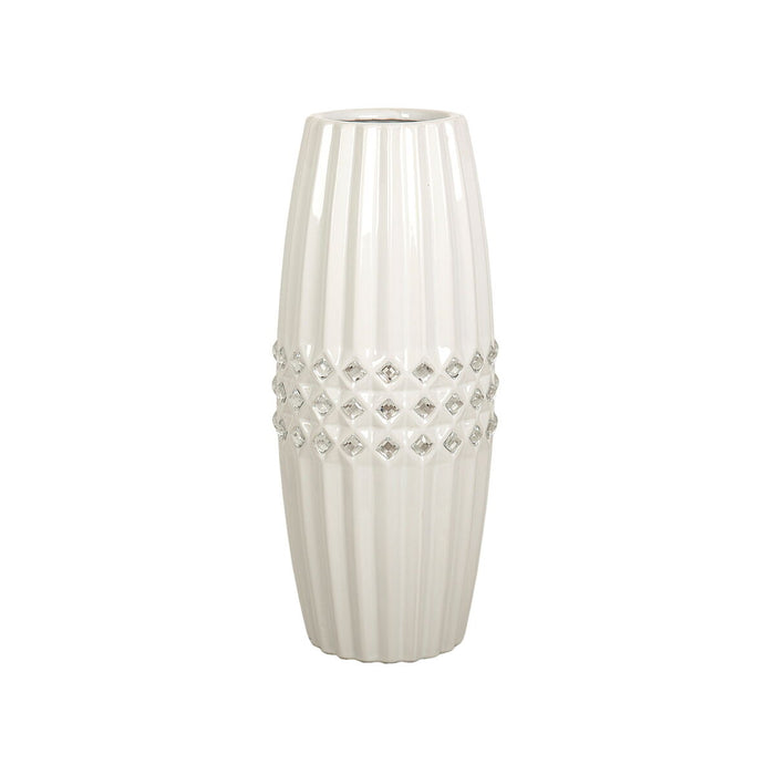 Vase Romimex White Silver Ceramic 13 x 32 x 13 cm