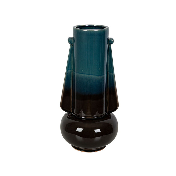 Vase Romimex Blue/Black Ceramic 22 x 44 x 22 cm