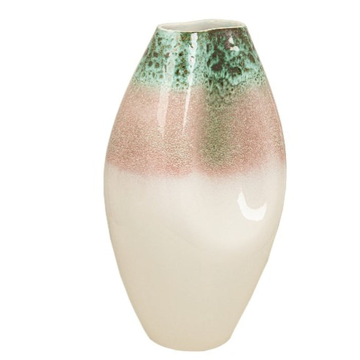 Vase Romimex White Green Ceramic 24 x 39 x 20 cm With handles
