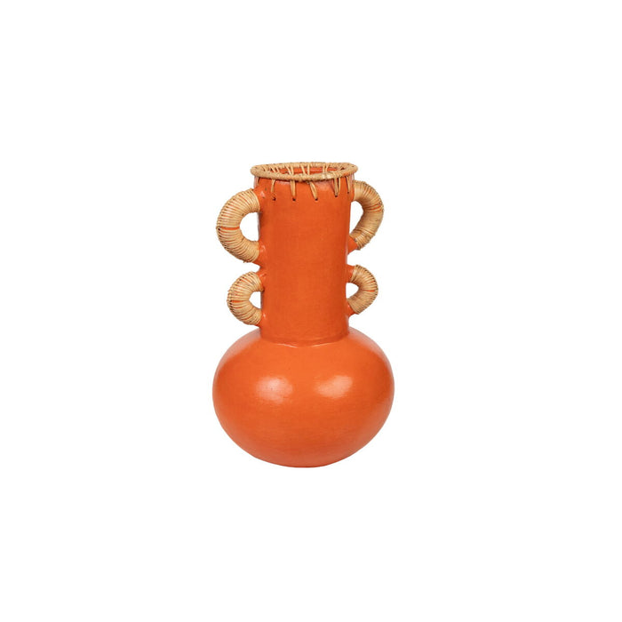 Vase Romimex Orange Natural Ceramic Rattan 20 x 40 x 20 cm With handles