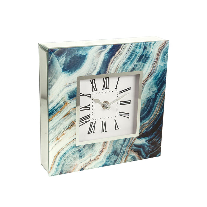 Table clock Romimex Blue Silver Glass 20 x 20 x 5 cm