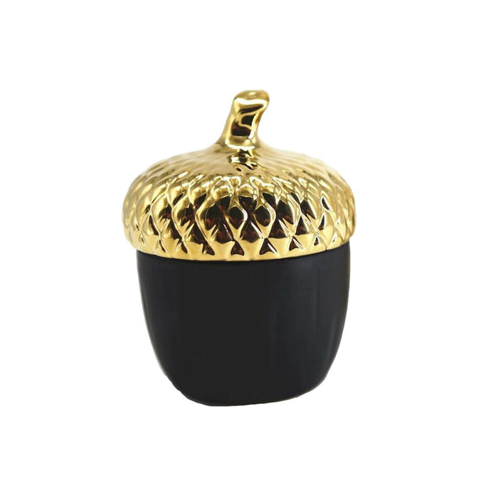 Decorative box Romimex Black Golden Ceramic Acorn 11 x 17 x 11 cm