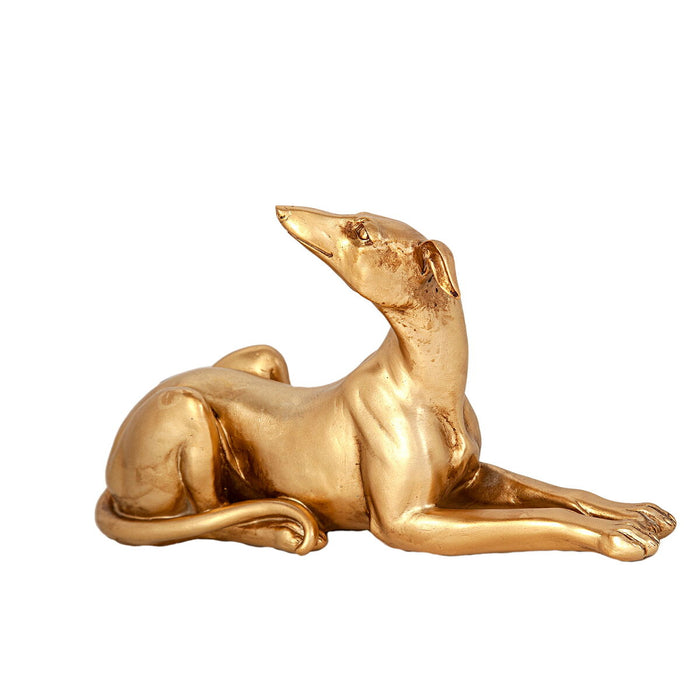 Decorative Figure Romimex Golden Resin Dog 33 x 19 x 10 cm