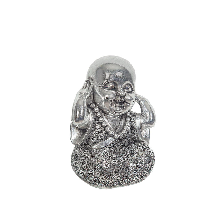 Decorative Figure Romimex Silver Resin Monk Ears 16 x 22 x 15 cm