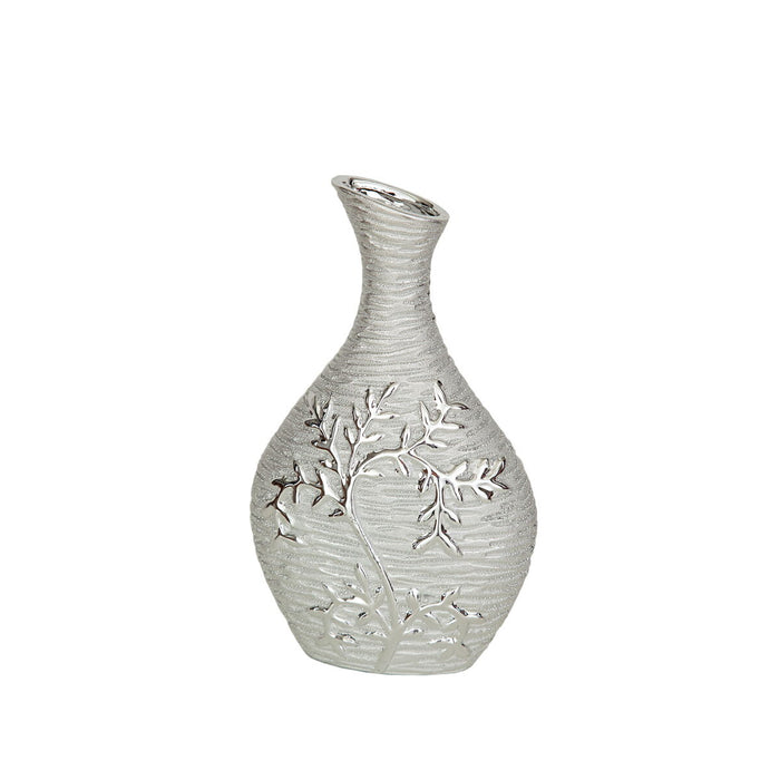 Vase Romimex Silver Porcelain 15 x 26 x 8 cm