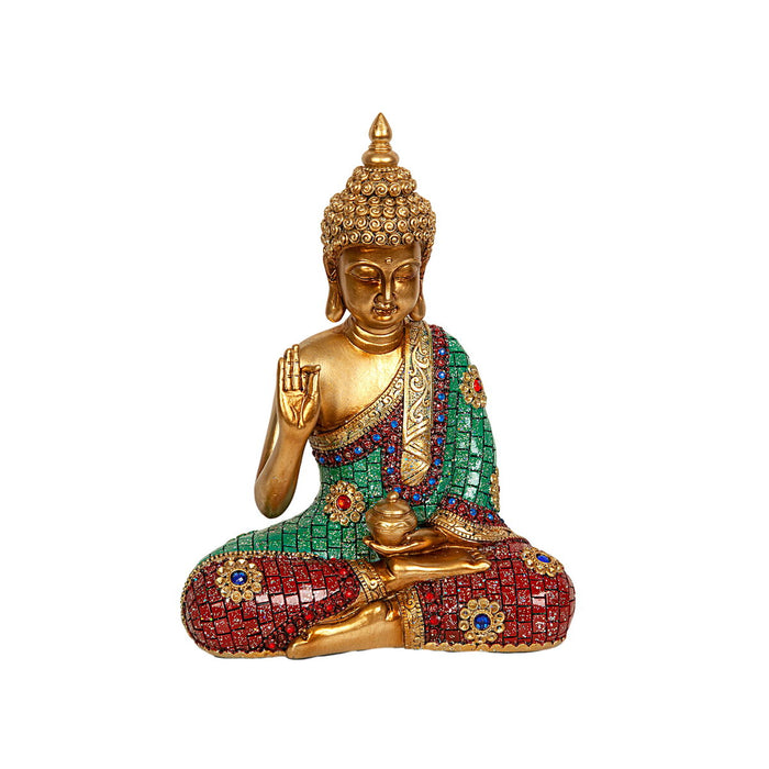 Decorative Figure Romimex Golden Resin Buddha 22 x 29 x 10 cm