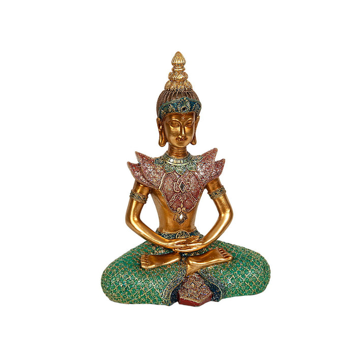 Decorative Figure Romimex Golden Resin Buddha 21 x 29 x 11 cm