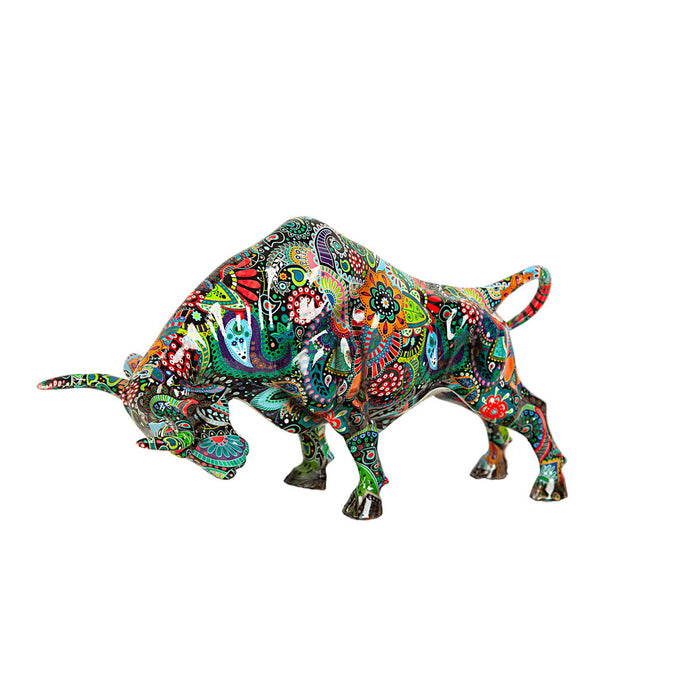 Decorative Figure Romimex Multicolour Resin Bull 34 x 21 x 12 cm