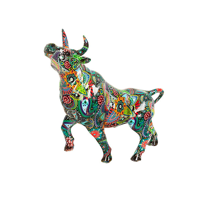 Decorative Figure Romimex Multicolour Resin Bull 30 x 31 x 12 cm