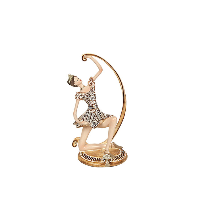 Decorative Figure Romimex Golden Resin Ballerina 14 x 26 x 11 cm
