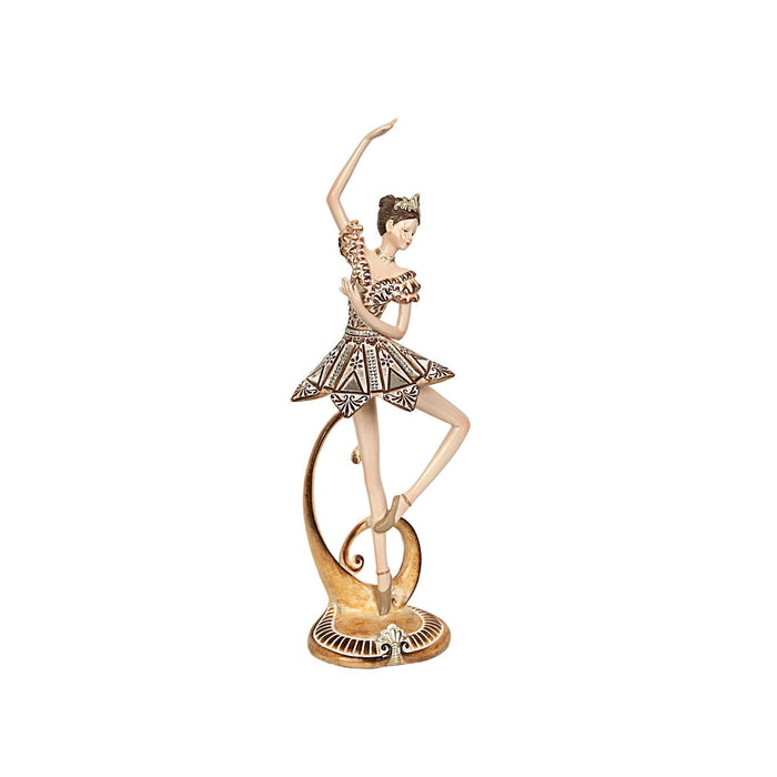 Decorative Figure Romimex Golden Resin Ballerina 13 x 38 x 9 cm