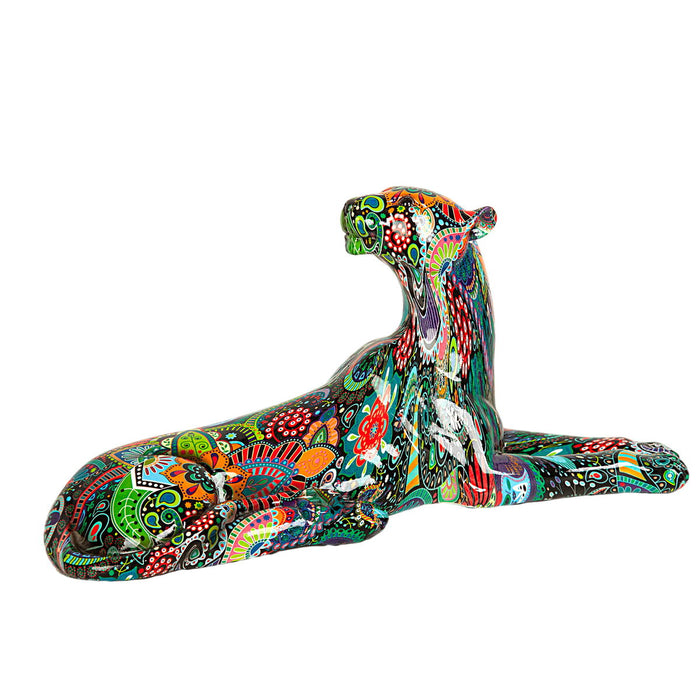 Decorative Figure Romimex Multicolour Resin Panther 32 x 14 x 11 cm