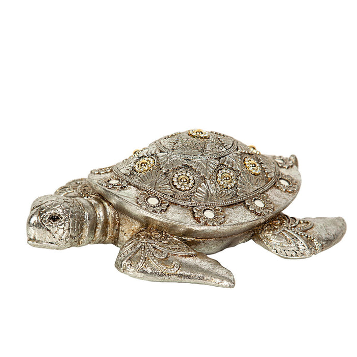 Decorative Figure Romimex Silver Resin Tortoise 25 x 8 x 21 cm