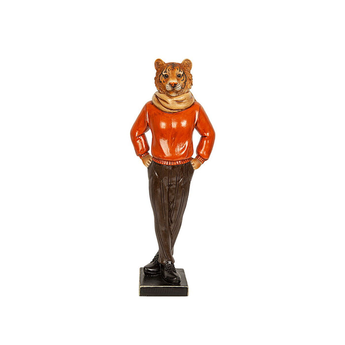 Decorative Figure Romimex Red Resin Tiger 14 x 37 x 10 cm