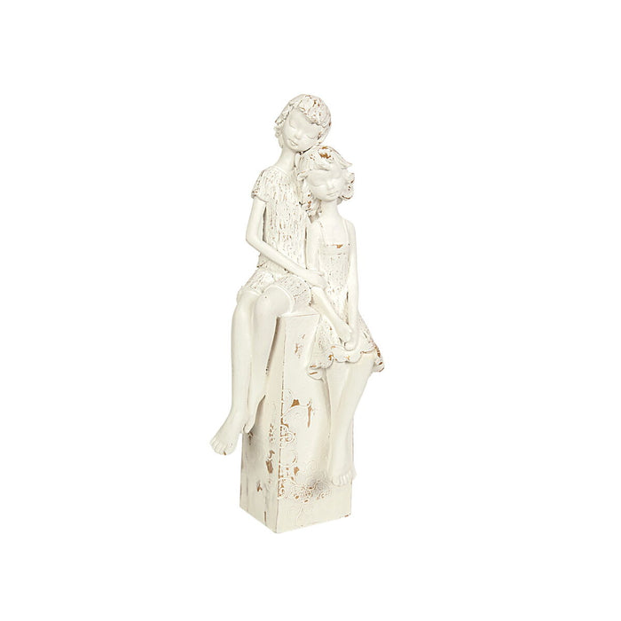 Decorative Figure Romimex White Resin Kids 15 x 39 x 12 cm