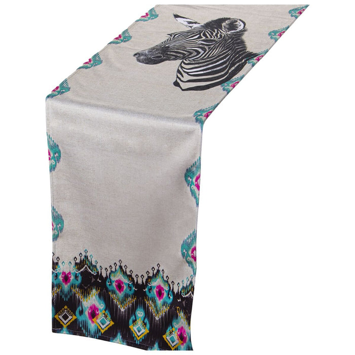 Table Runner Alexandra House Living Grey Textile 180 x 30 cm Zebra Velvet