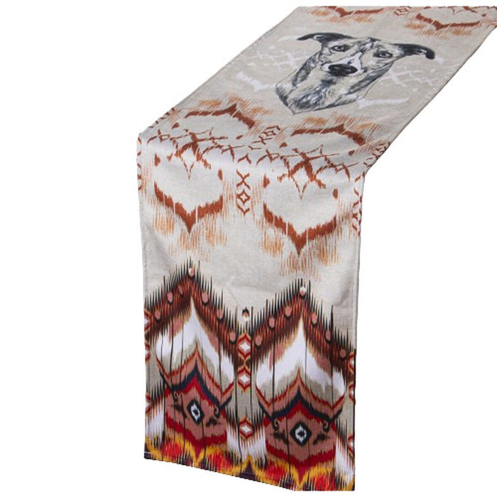 Table Runner Alexandra House Living Grey Orange Textile 180 x 30 cm Velvet Dog