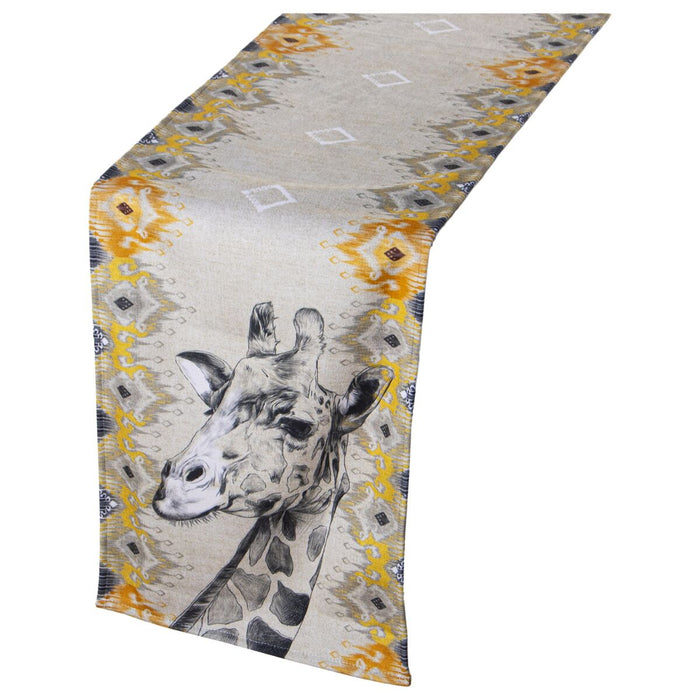 Table Runner Alexandra House Living Yellow Grey Textile 180 x 30 cm Velvet Giraffe