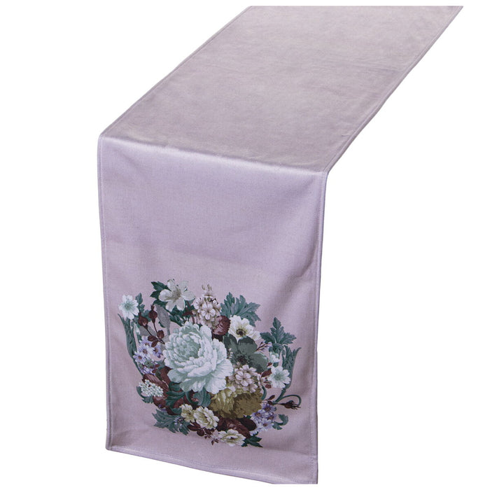 Table Runner Alexandra House Living Violet Textile 180 x 30 cm Flowers Velvet