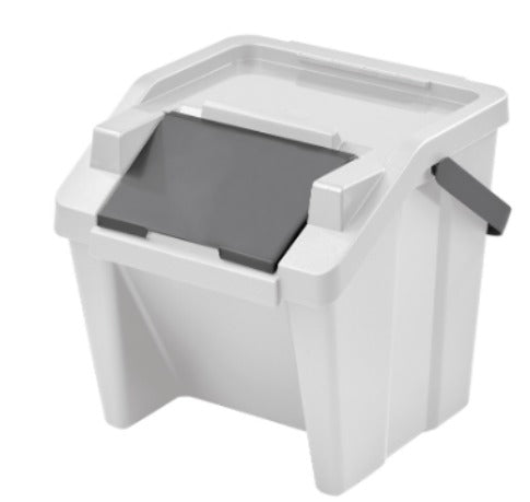 Recycling Waste Bin Tontarelli Moda White Stackable 28 L