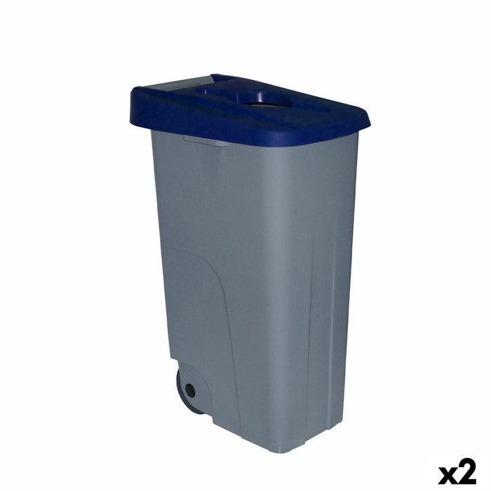 Dustbin with Wheels Denox Blue 85 L 58 x 41 x 76 cm (2 Units)