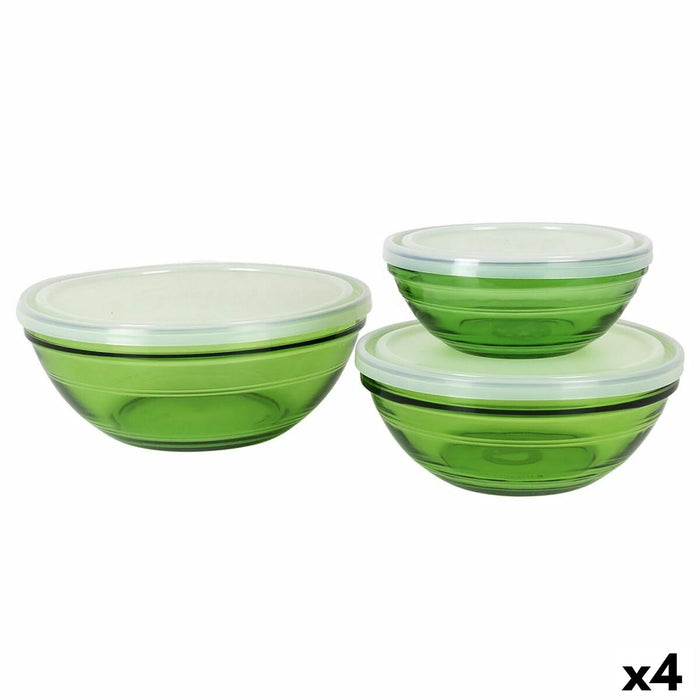 Set of bowls Duralex   Green With lid 3 Pieces (4 Units)