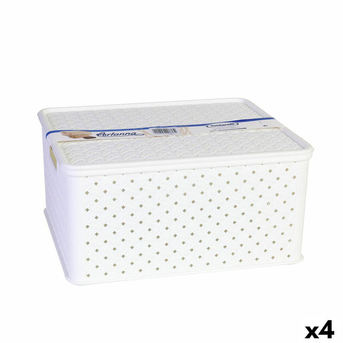 Storage Box with Lid Tontarelli Arianna White 13 L 33 x 29 x 16 cm (4 Units)