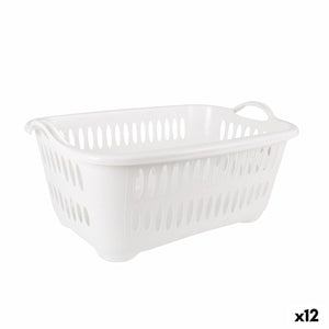 Laundry basket Tontarelli Cover line With handles Plastic White 62,5 x 44,5 x 27,5 cm (12 Units)