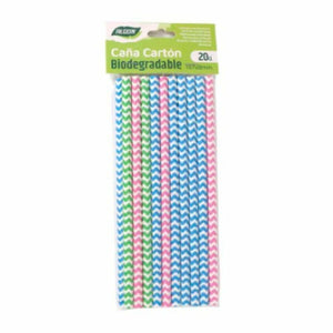 Straws Algon Cardboard Multicolour Stripes 20 Pieces 24 Units