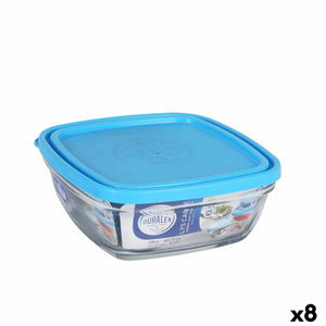 Square Lunch Box with Lid Duralex FreshBox Blue 1,15 L 17 x 17 x 7 cm (8 Units)