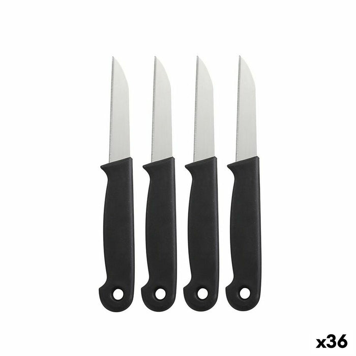 Peeler Knife Set Black 16 cm 4 Pieces (36 Units)